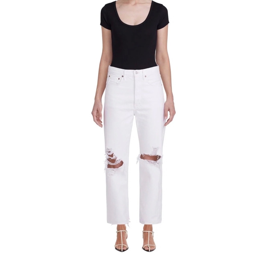AGOLDE 90s Mid Rise Loose Fit Distressed White Jeans Size 30
